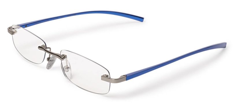 metal blue rimless reading glasses