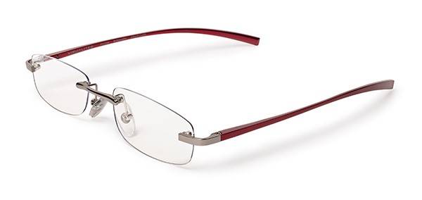 a photo of Visualites X Pillow Aluminum rimless Reading glasses in burgundy