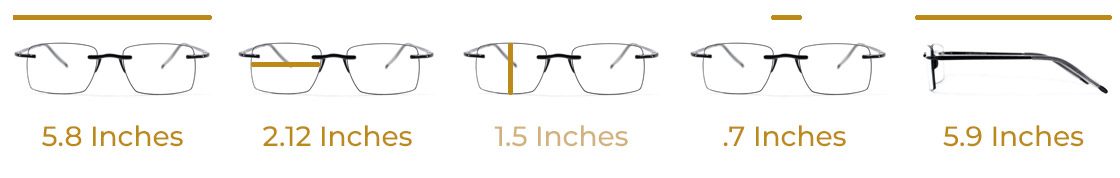 Visualites Rimless Esprit Reading Glasses Dimensions