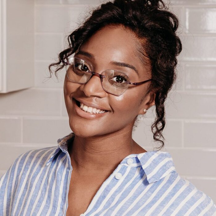 Woman Wearing Visualites Adore Stylish-Reading Glasses In Lilac