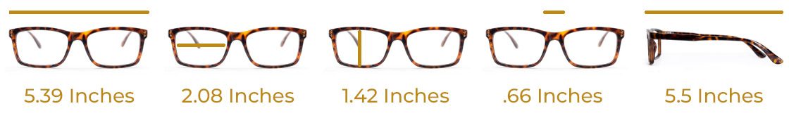 Dimensions of Beau Designer Reading Glasses From Visualites