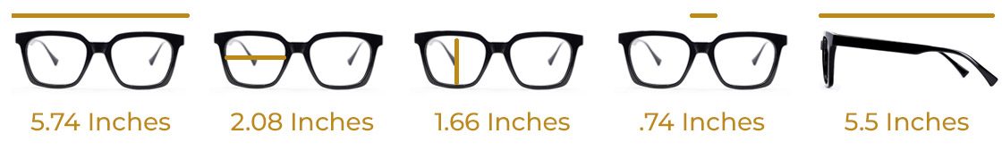 Visualites Réveur Full Frame Reading Glasses Measurements